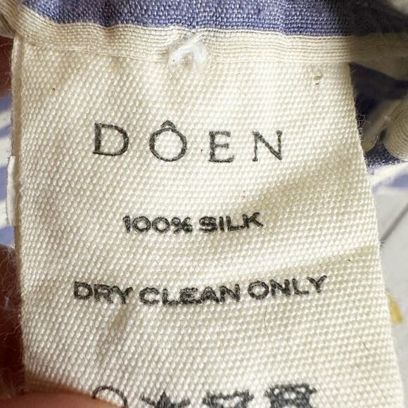 Doen  Marne Blue Villandry Striped Khadi Silk Voile Short Mini Dress Medium - Picture 6 of 12